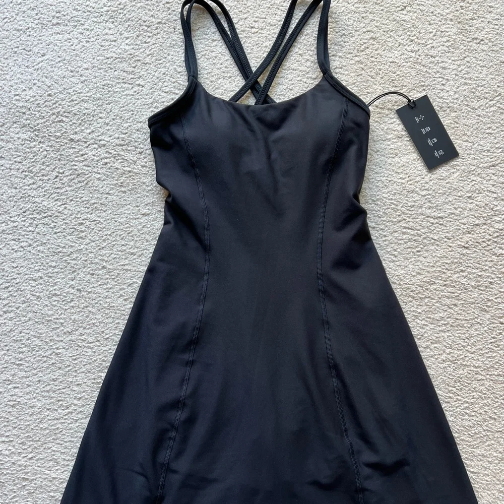 Abercrombie & Fitch YPB SculptLUX Strappy-Back Mini Dress Black Built In Shorts - Picture 9 of 16
